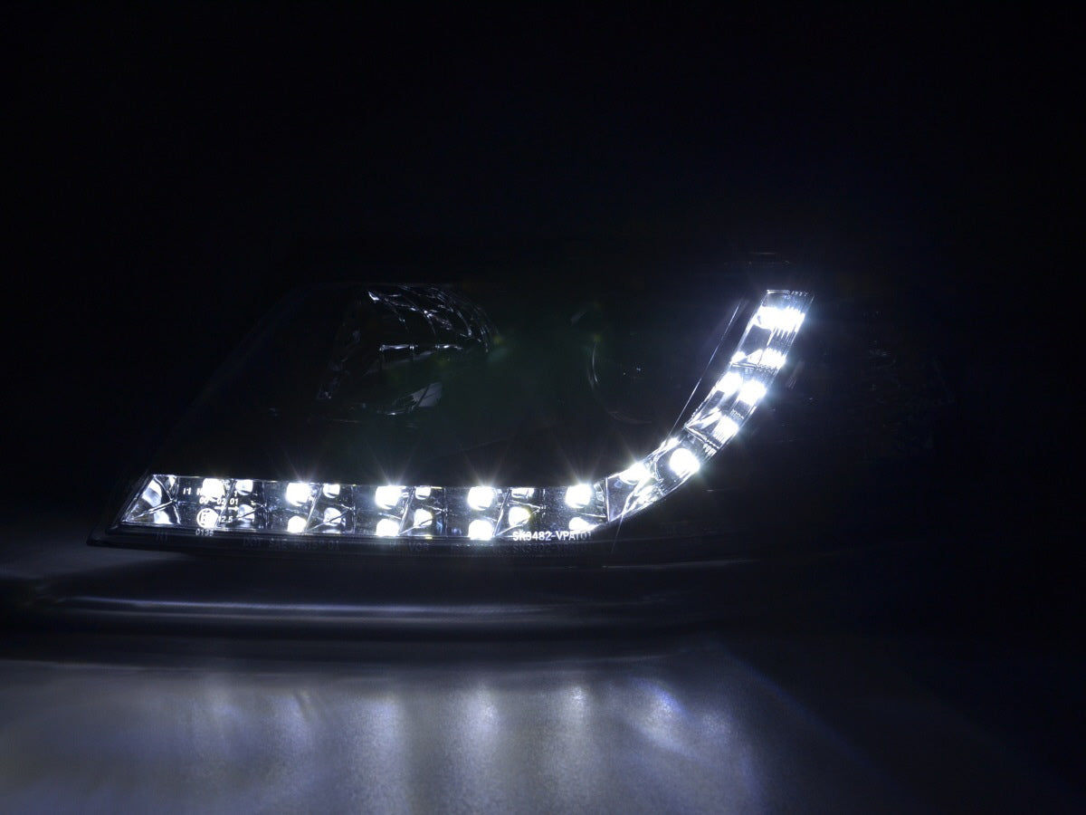 Scheinwerfer Set Daylight LED TFL-Optik VW Passat Typ 3BG 00-05 schwarz für Rechtslenker Scheinwerfer Set Daylight LED TFL-Optik VW Passat Typ 3BG 00-05 schwarz für Rechtslenker